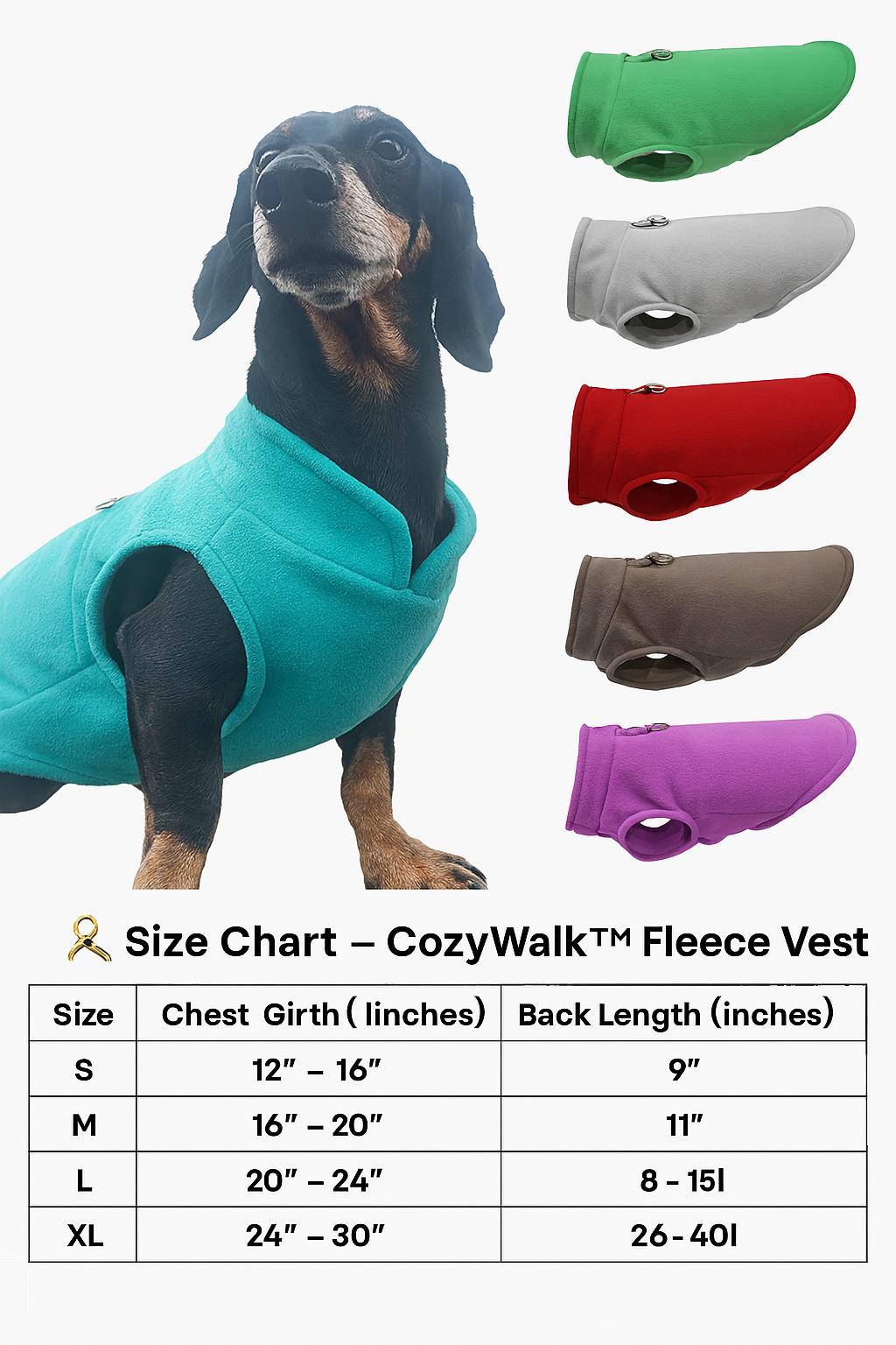 CozyWalk™ Fleece Vest – Warm Pet Jacket with Built‑In Leash Hook