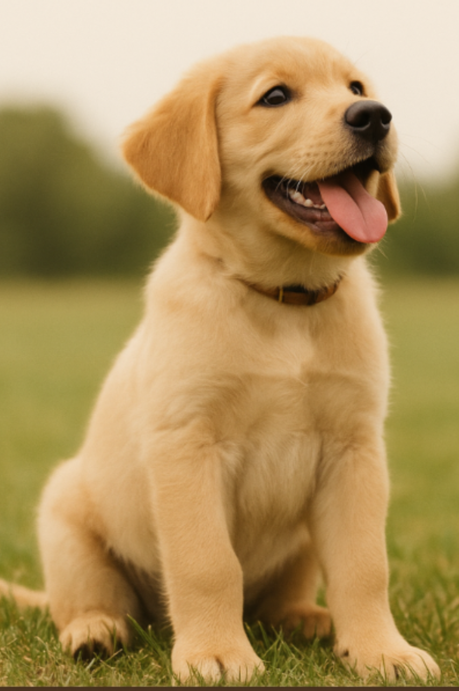 Puppy sitting on grass with a hand holding a treat, promoting 'The Weekly Wag' training program.